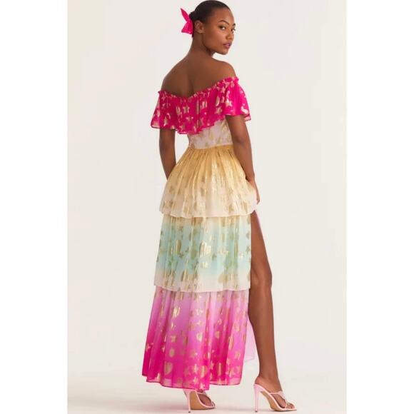 LoveShackFancy NWT Vynne Surfer Fuschia Light Ombré Maxi Tiered Dress size XS 0 - Picture 7 of 16